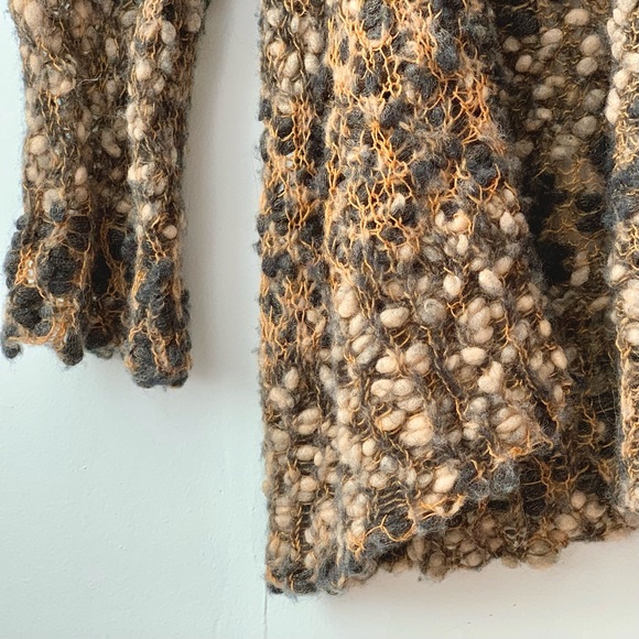 long woven boucle lacy yarn knit cardigan - Picture 6 of 9